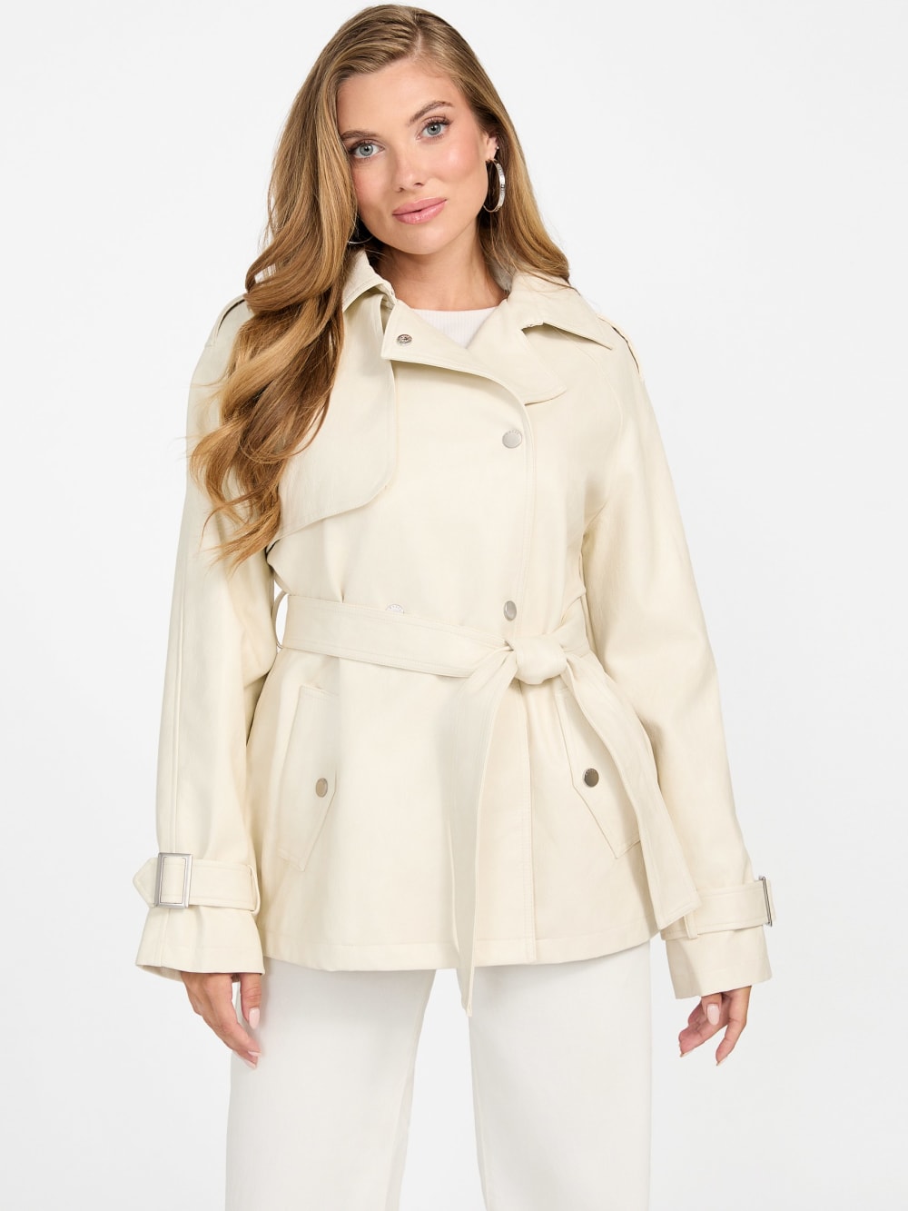 Marika Faux-Leather Short Trench Coat - Guess