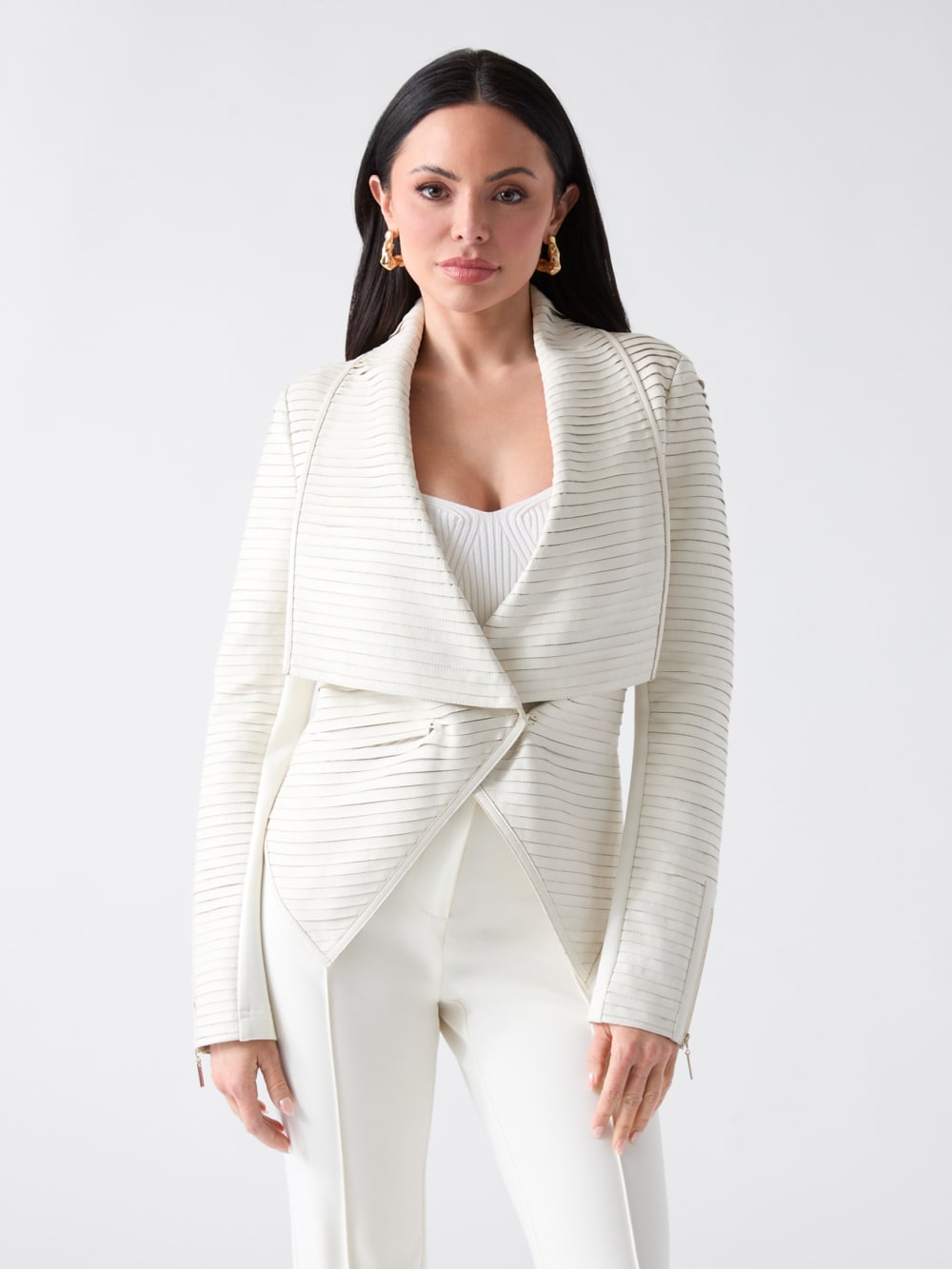 Shayna Drape Leather Jacket - Guess