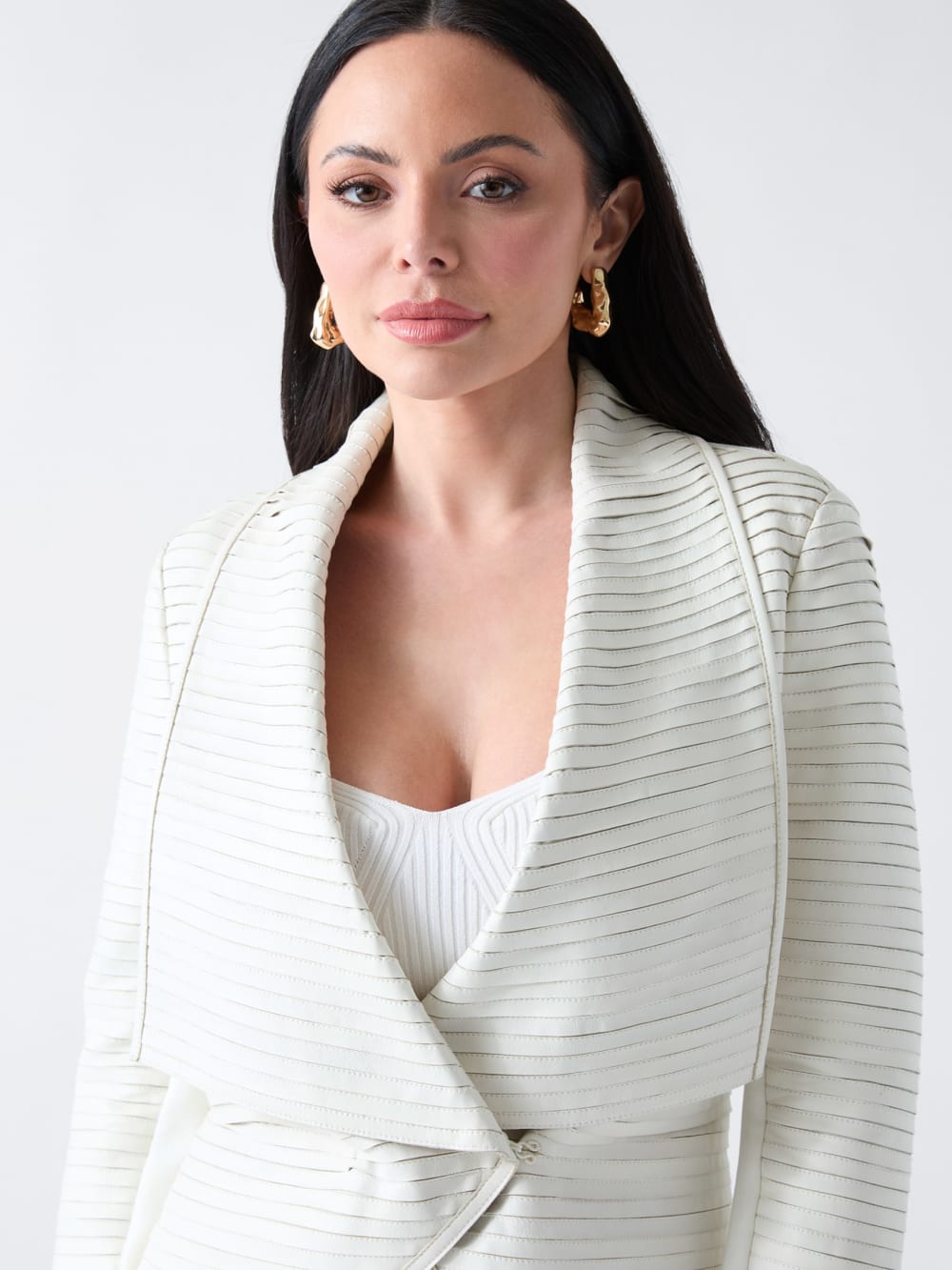 Shayna Drape Leather Jacket - Guess