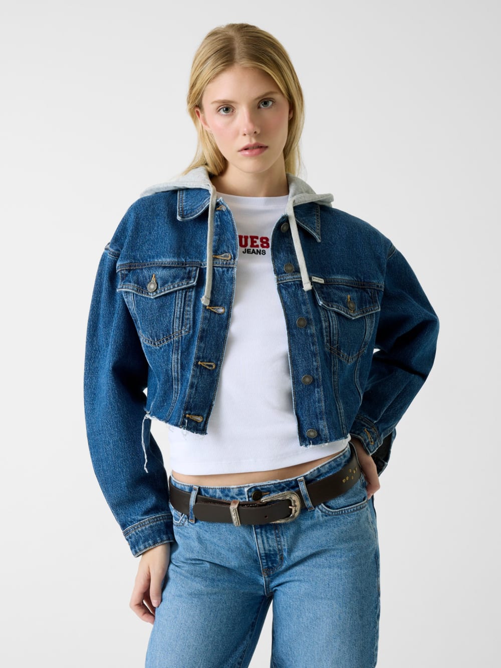 Cropped hooded denim jacket - Guess