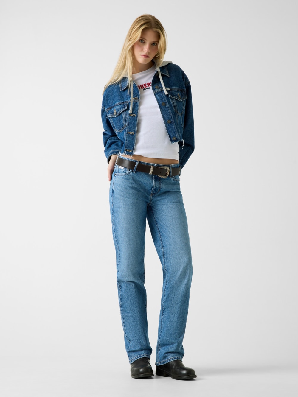 Cropped hooded denim jacket - Guess