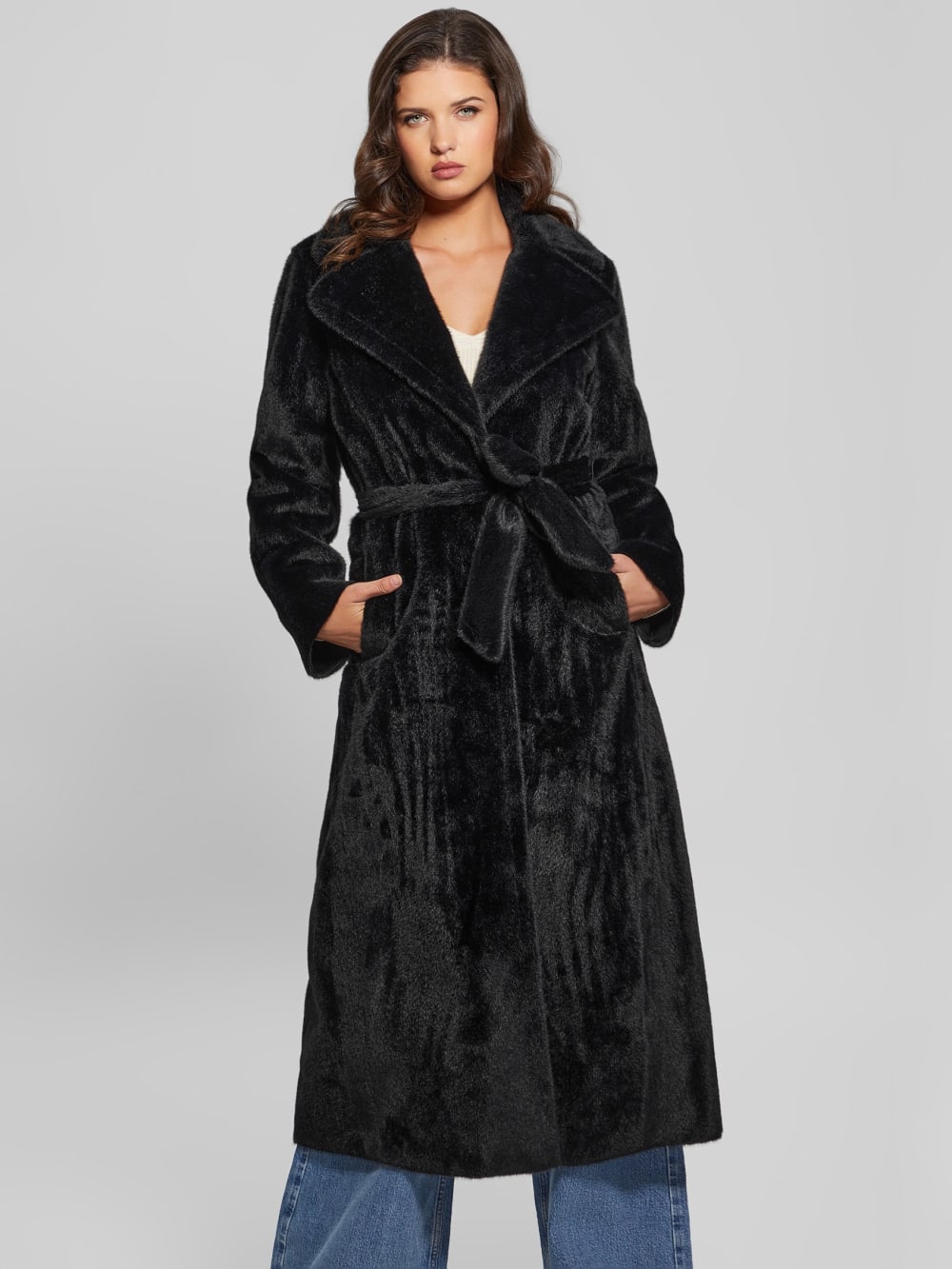 Ada Longline Faux-Fur Coat - Guess