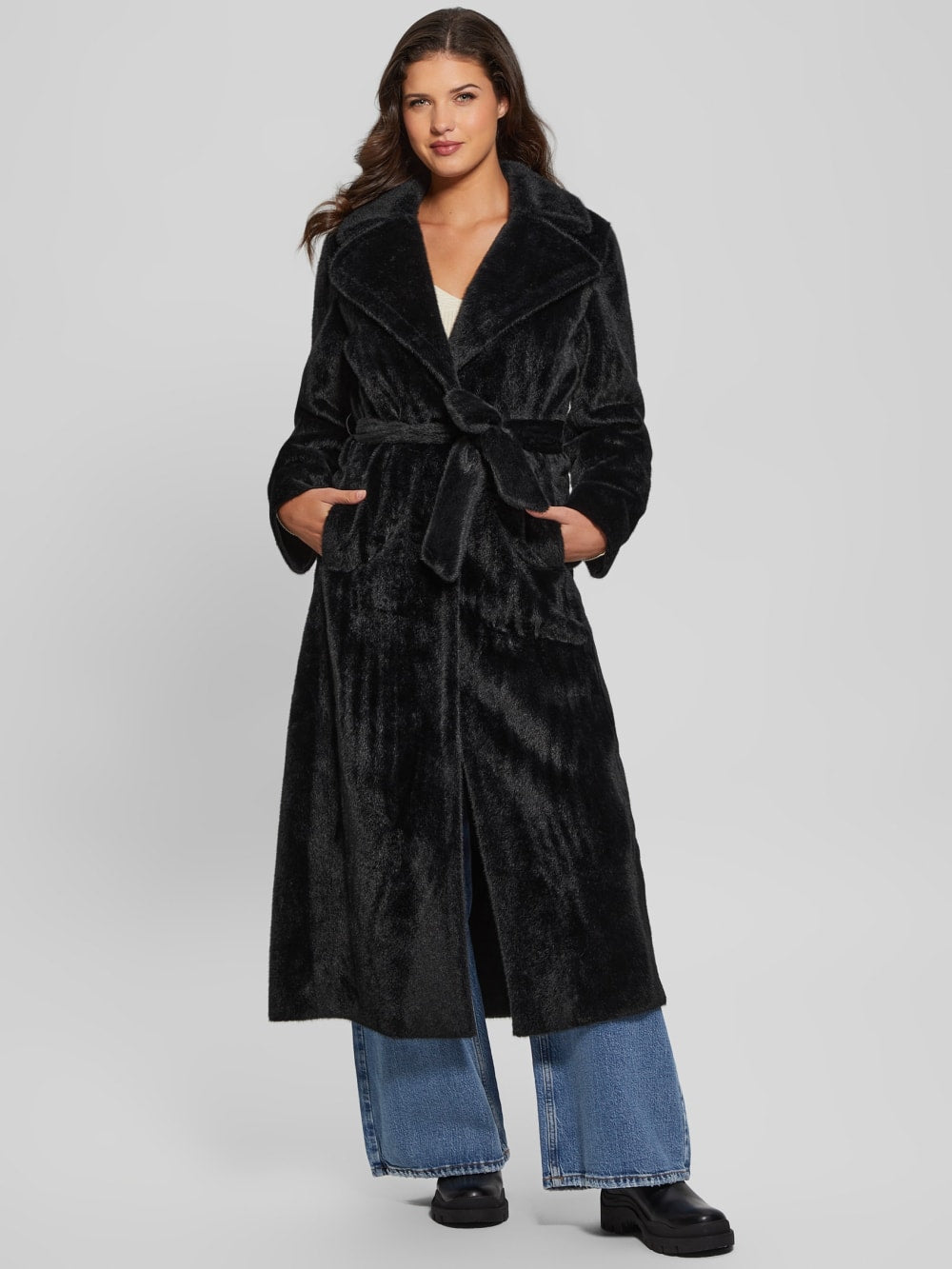 Ada Longline Faux-Fur Coat - Guess