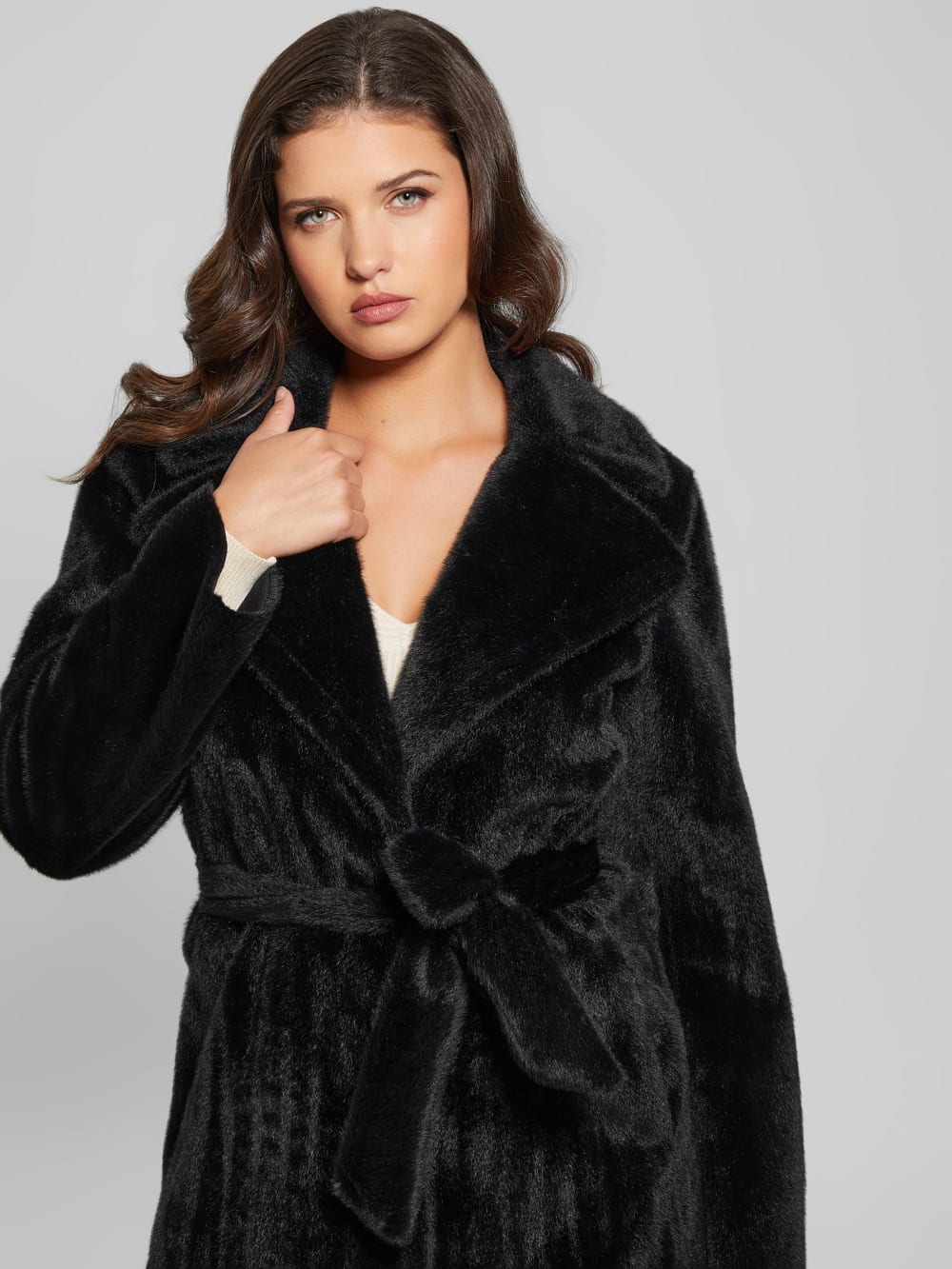 Ada Longline Faux-Fur Coat - Guess