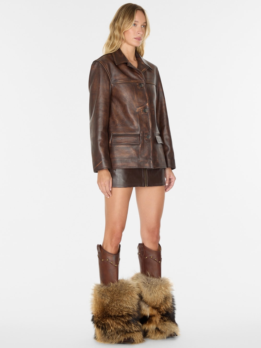 vintage leather jacket - Guess