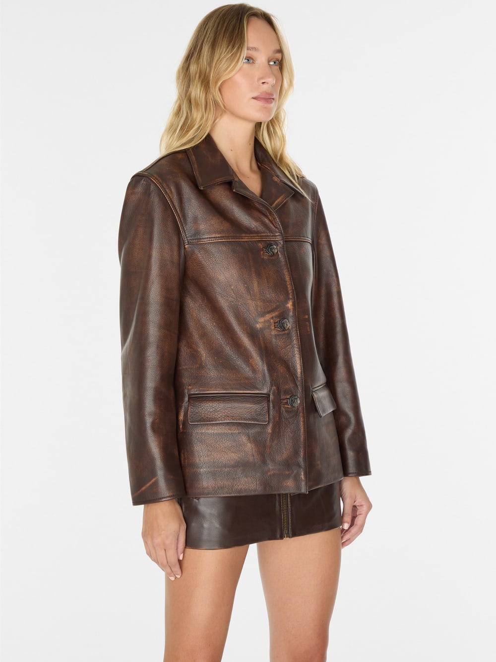vintage leather jacket - Guess