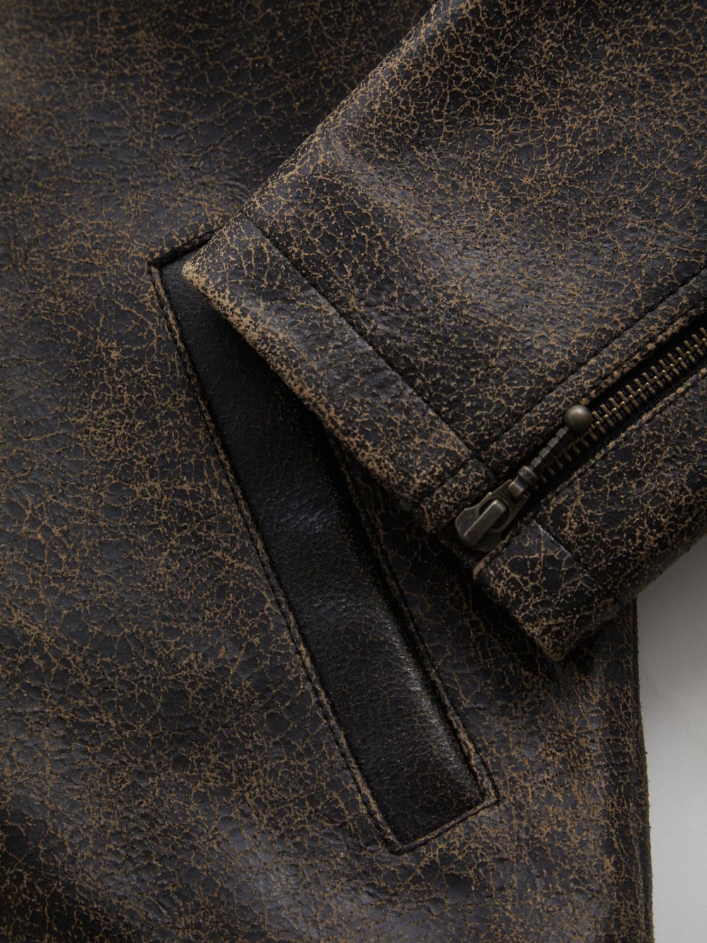 crackled leather moto jacket - Guess