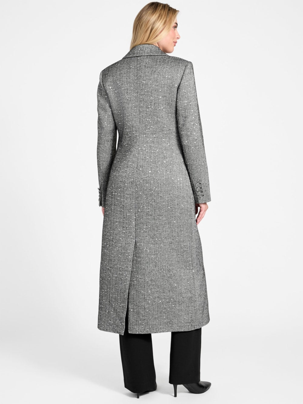 Stefania Sequin Herringbone Coat - Guess