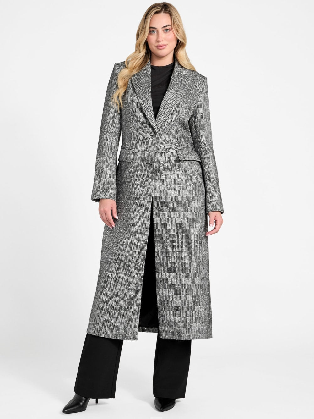 Stefania Sequin Herringbone Coat - Guess