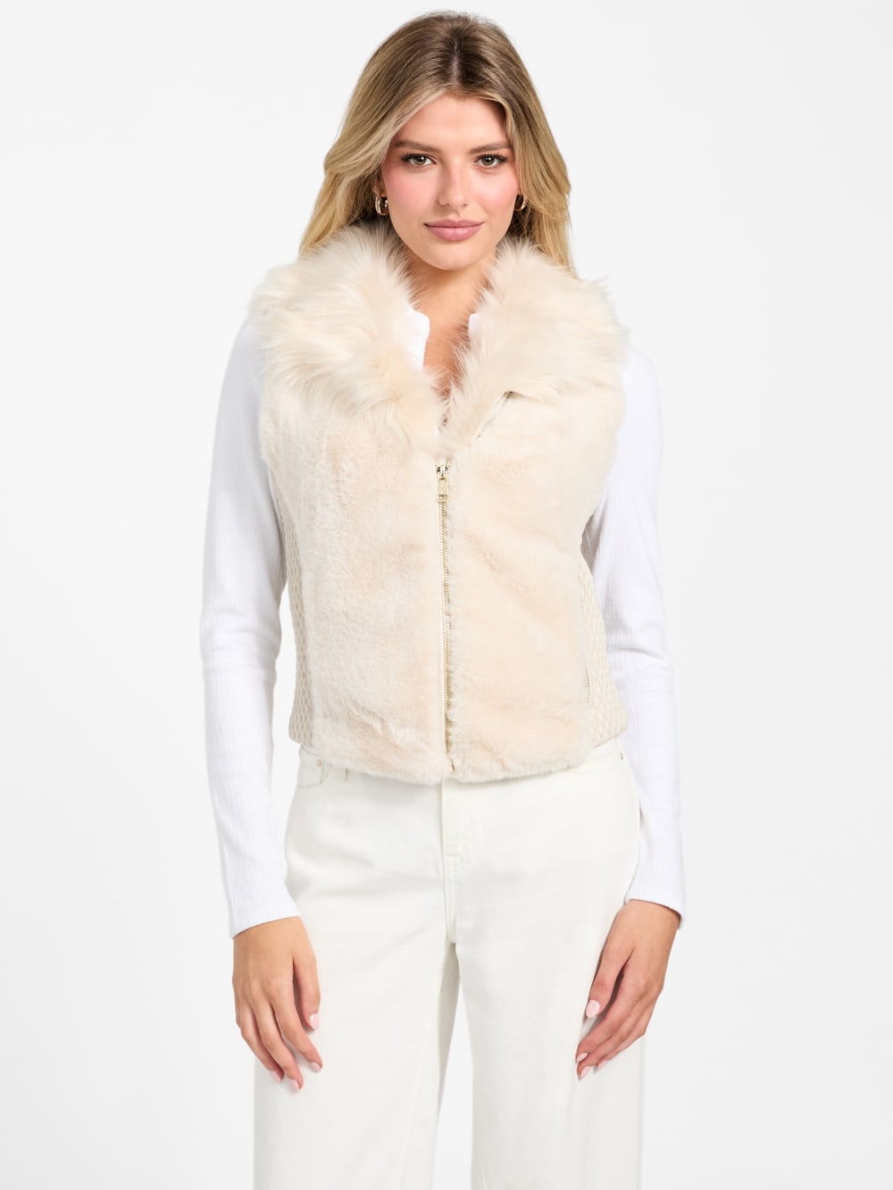 Amari Faux-Fur Zip Vest - Guess