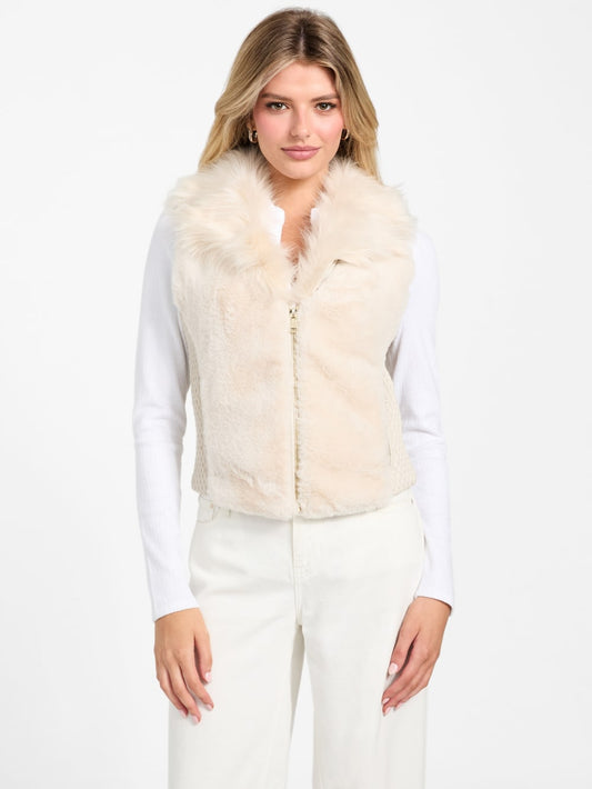 Amari Faux-Fur Zip Vest - Guess