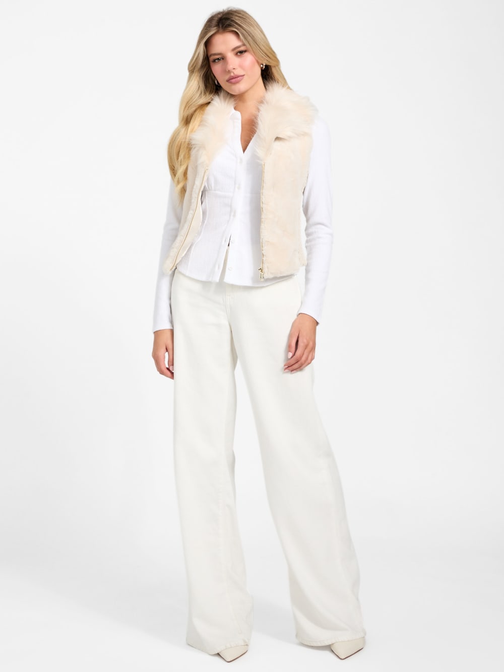 Amari Faux-Fur Zip Vest - Guess