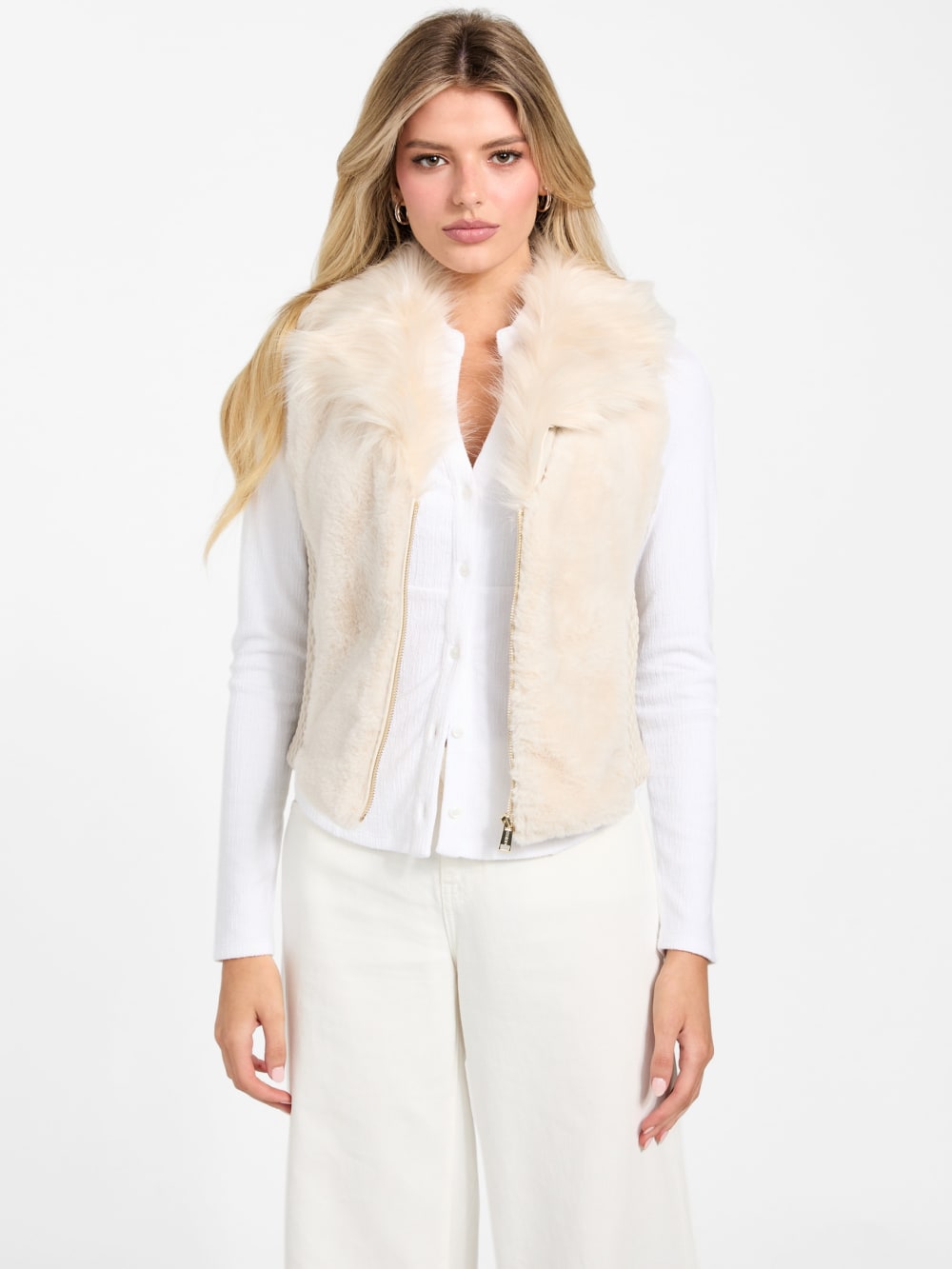 Amari Faux-Fur Zip Vest - Guess