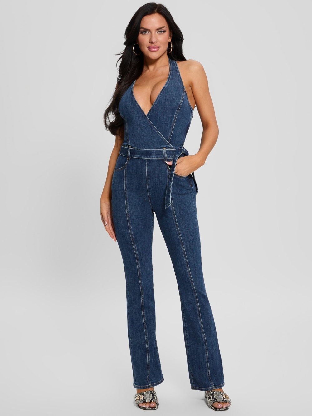 Eco Claire Denim Halter Jumpsuit - Guess