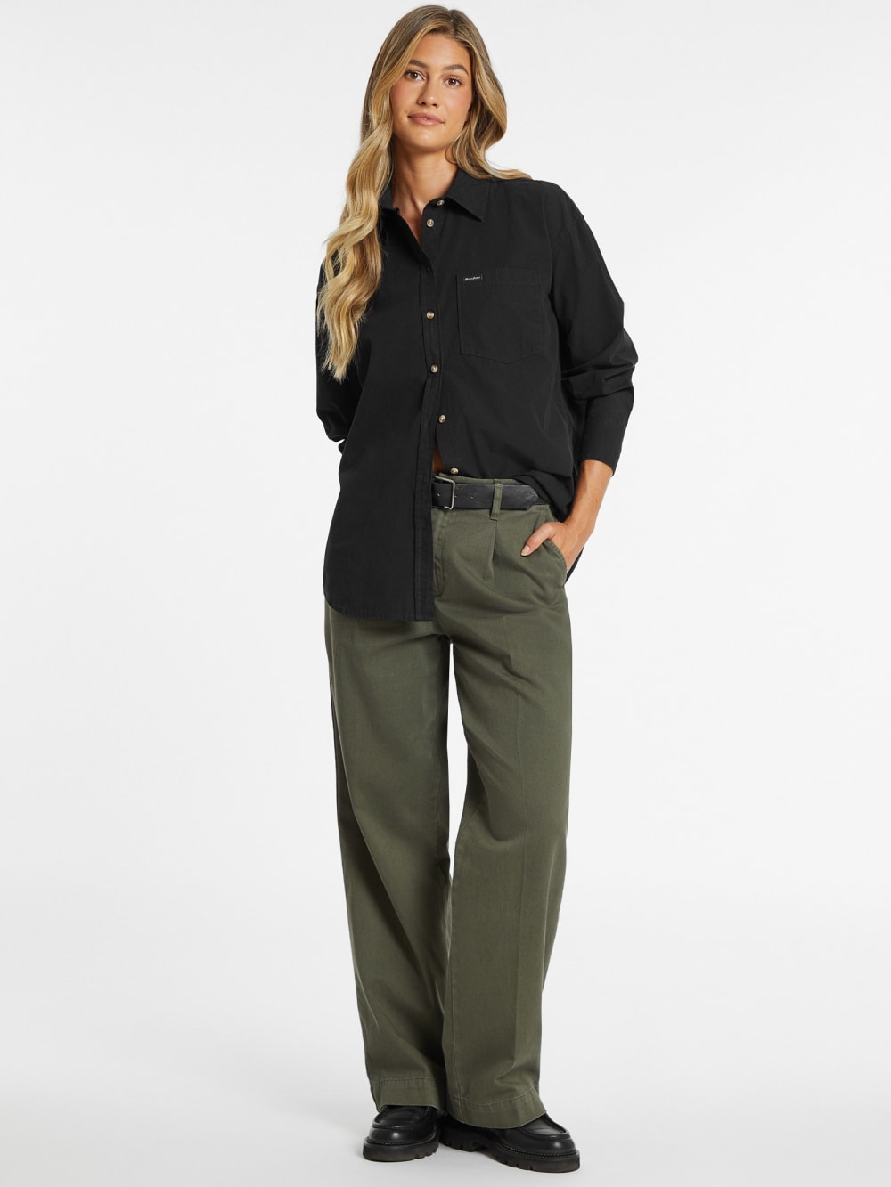 Oversized Long-Sleeve Pocket Shirt - Guess