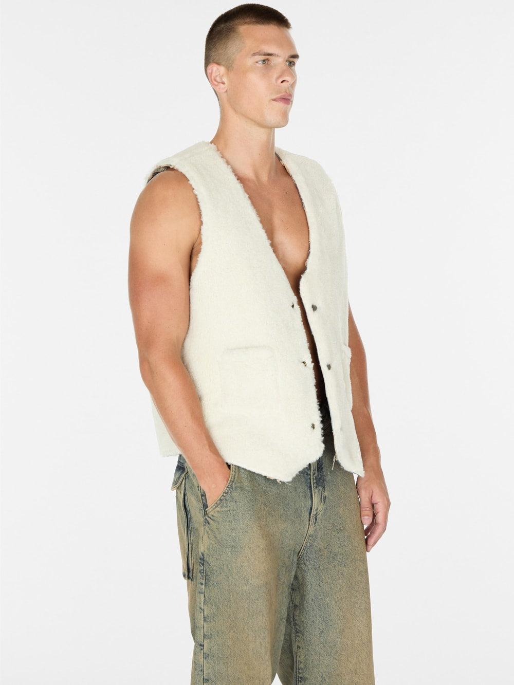 reversible denim vest - Guess