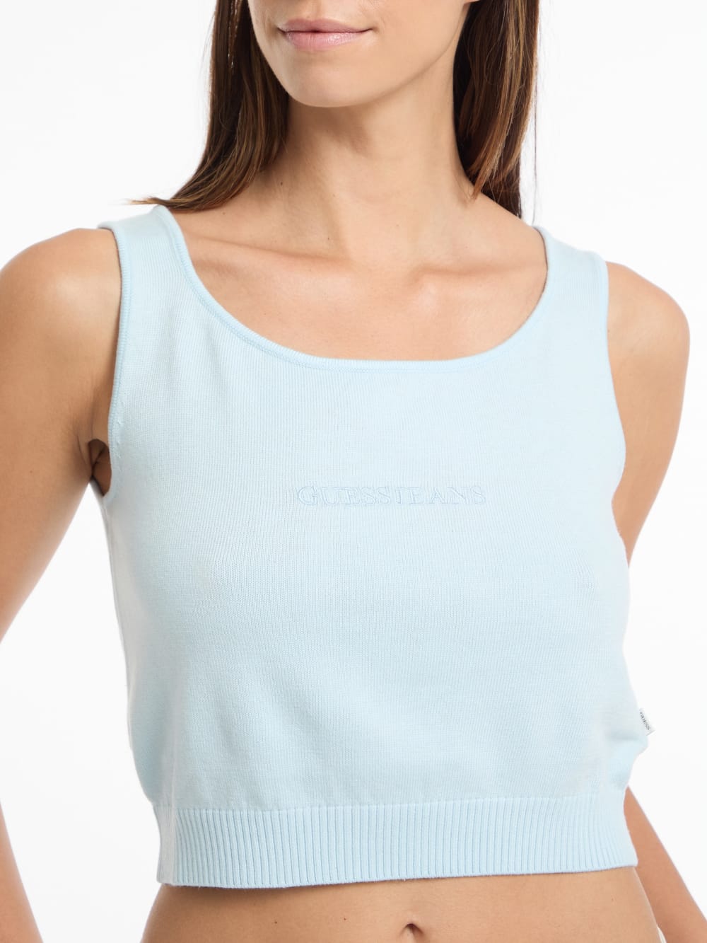 Silk and Wool-Blend Scoop Logo Sweater Tank - Guess