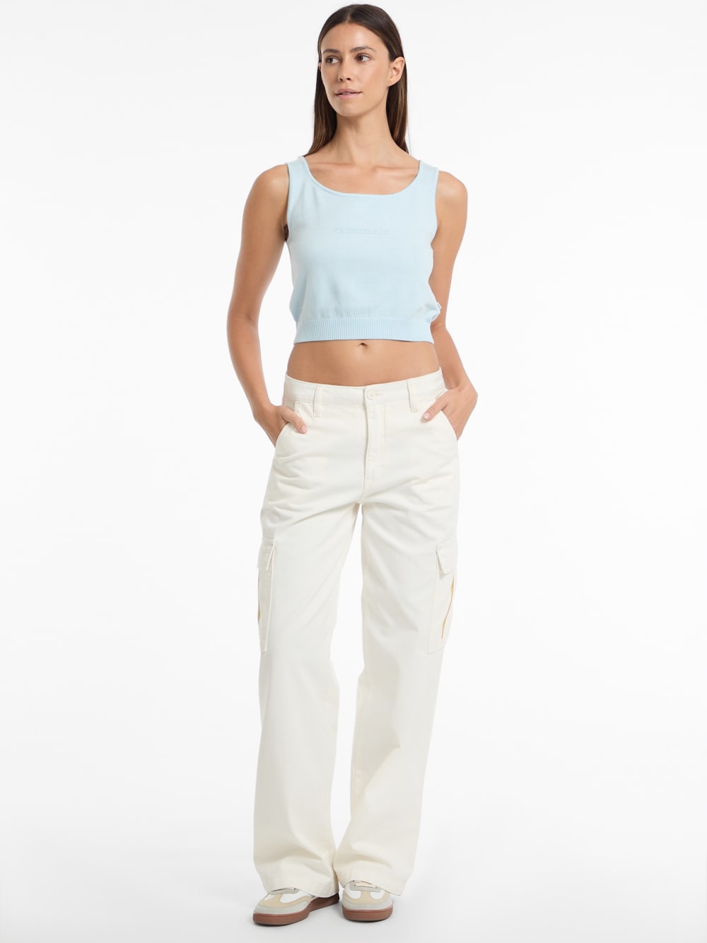 Silk and Wool-Blend Scoop Logo Sweater Tank - Guess