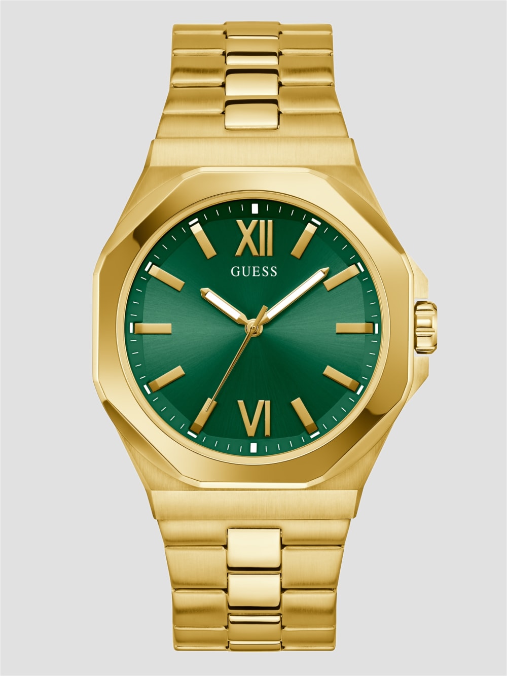 Gold-Tone and Green Analog Watch - Guess