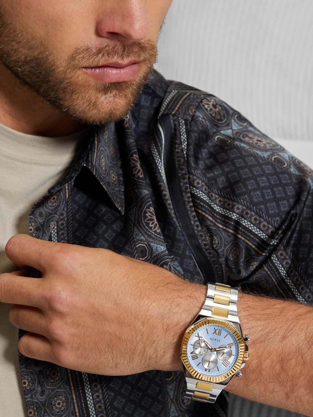 Two-Tone and Blue Multifunction Watch - Guess