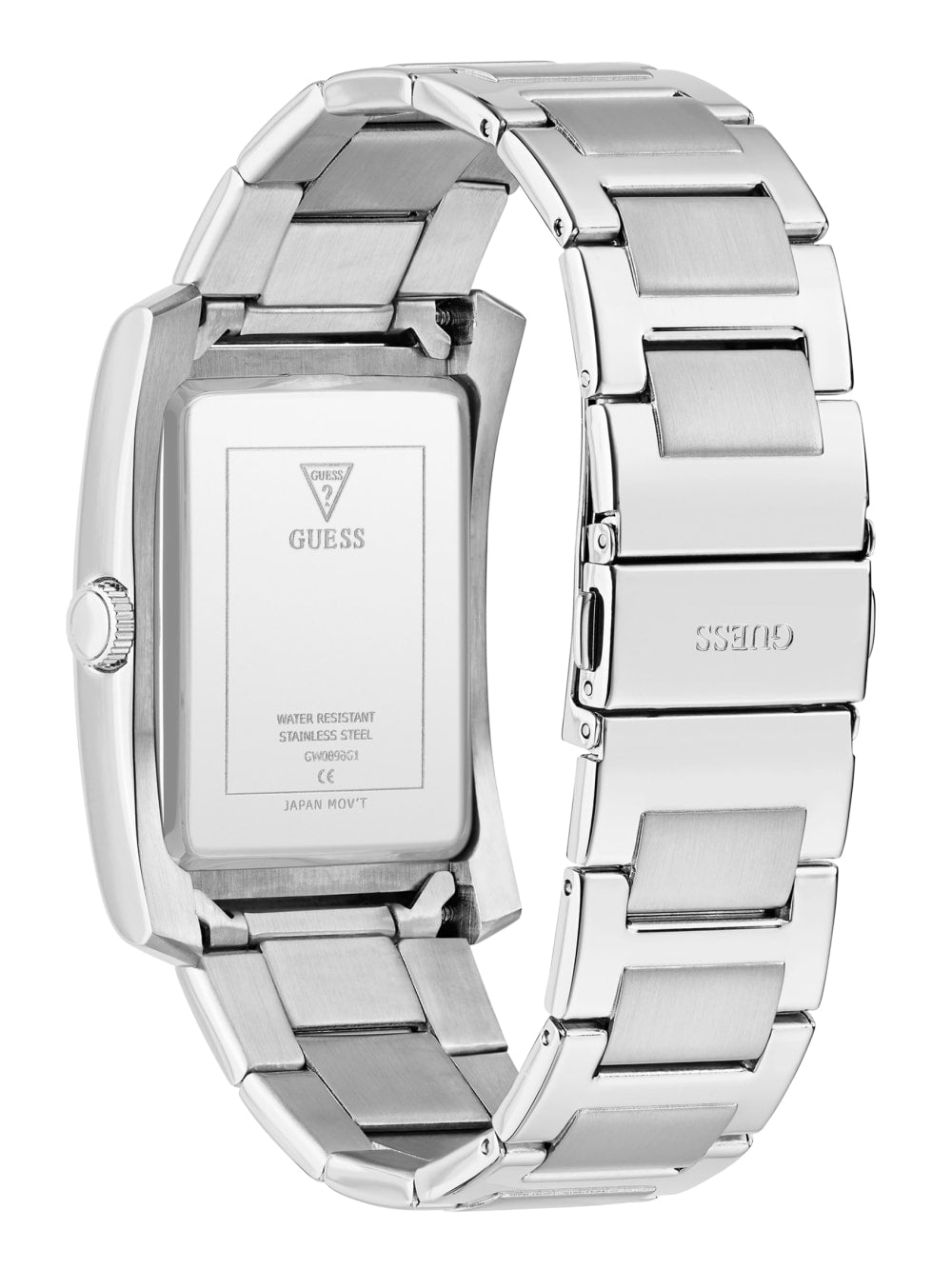 Silver-Tone and Black Square Analog Watch - Guess