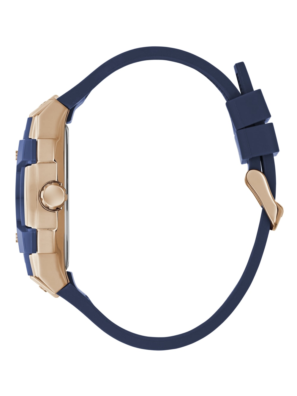 Rose Gold-Tone and Blue Silicone Multifunction Watch - Guess