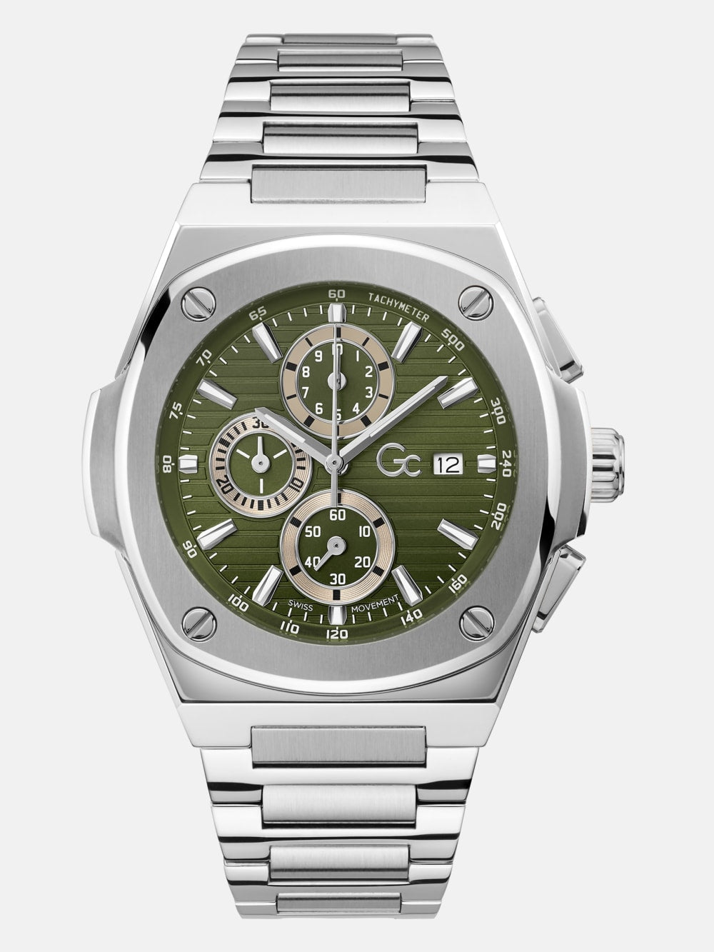 Gc Silver-Tone Chronograph Watch - Guess