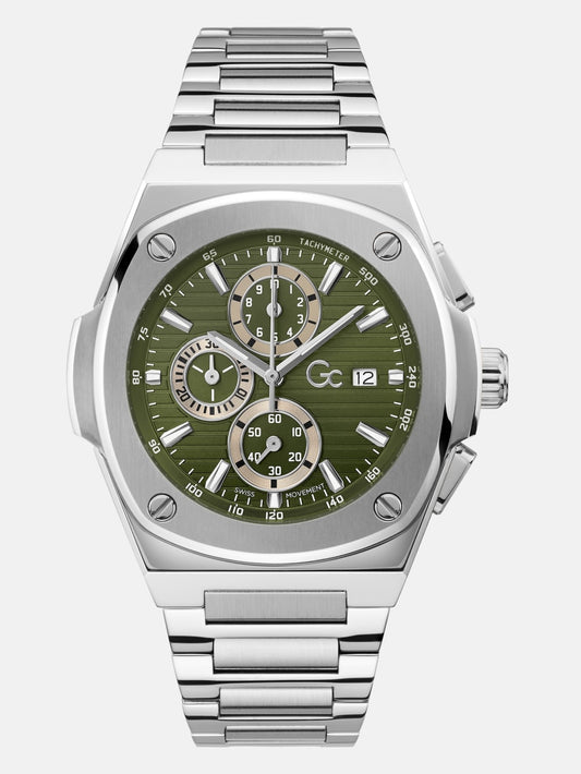 Gc Silver-Tone Chronograph Watch - Guess