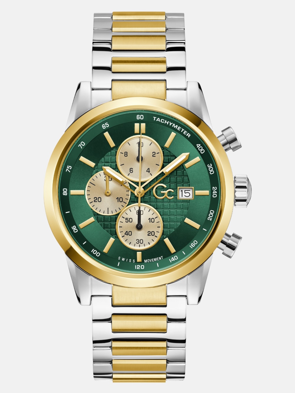 Gc Two-Tone and Green Multifunction Watch - Guess