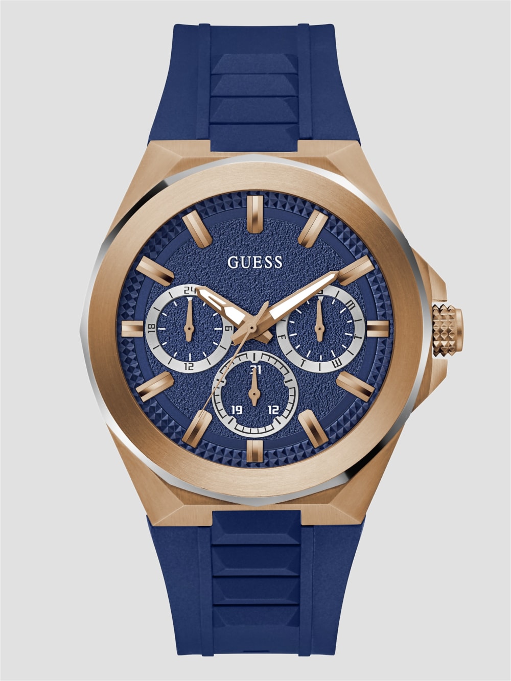 Rose Gold-Tone and Blue Multifunction Watch - Guess