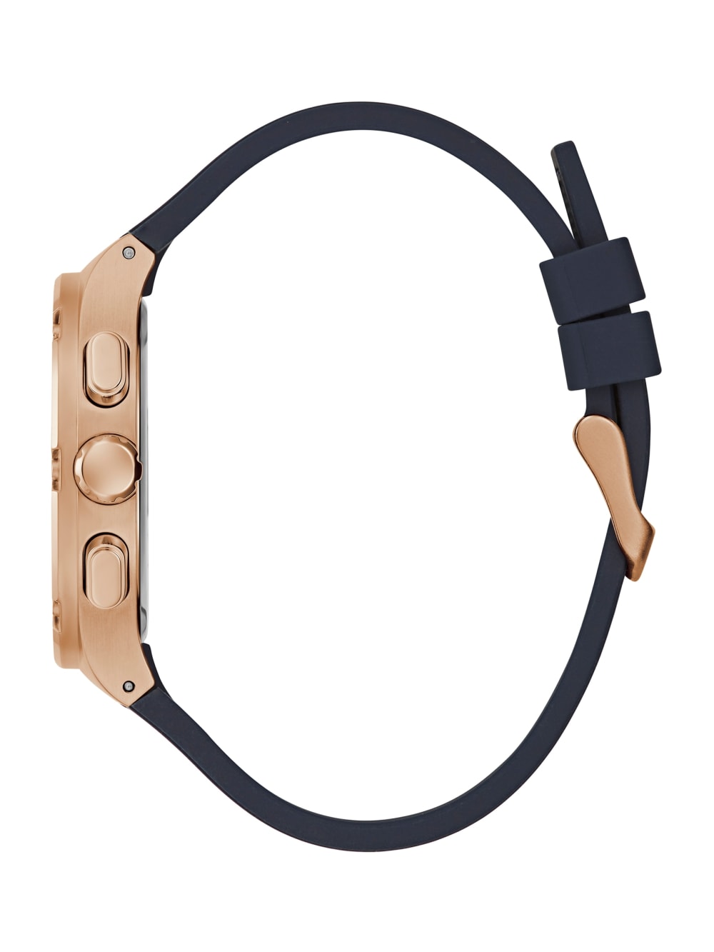 Rose Gold-Tone and Navy Silicone Multifunction Watch - Guess