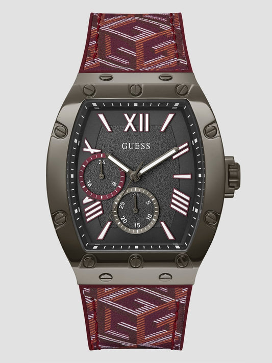 G-Cube Red Leather Multifunction Watch - Guess