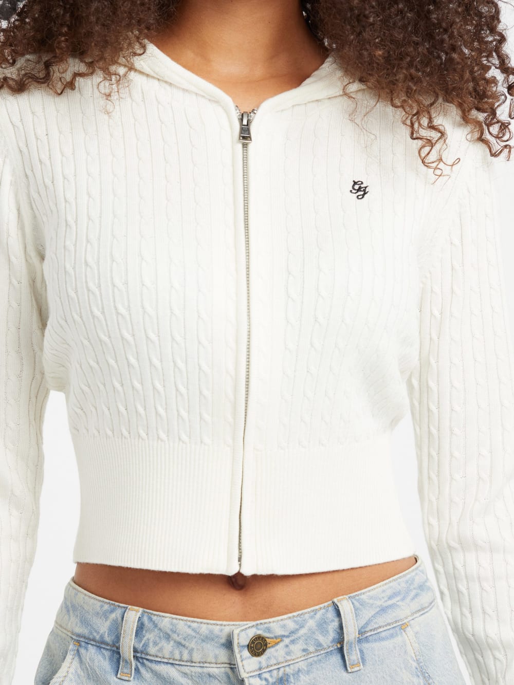 Cable-Knit Hooded Cardigan - Guess
