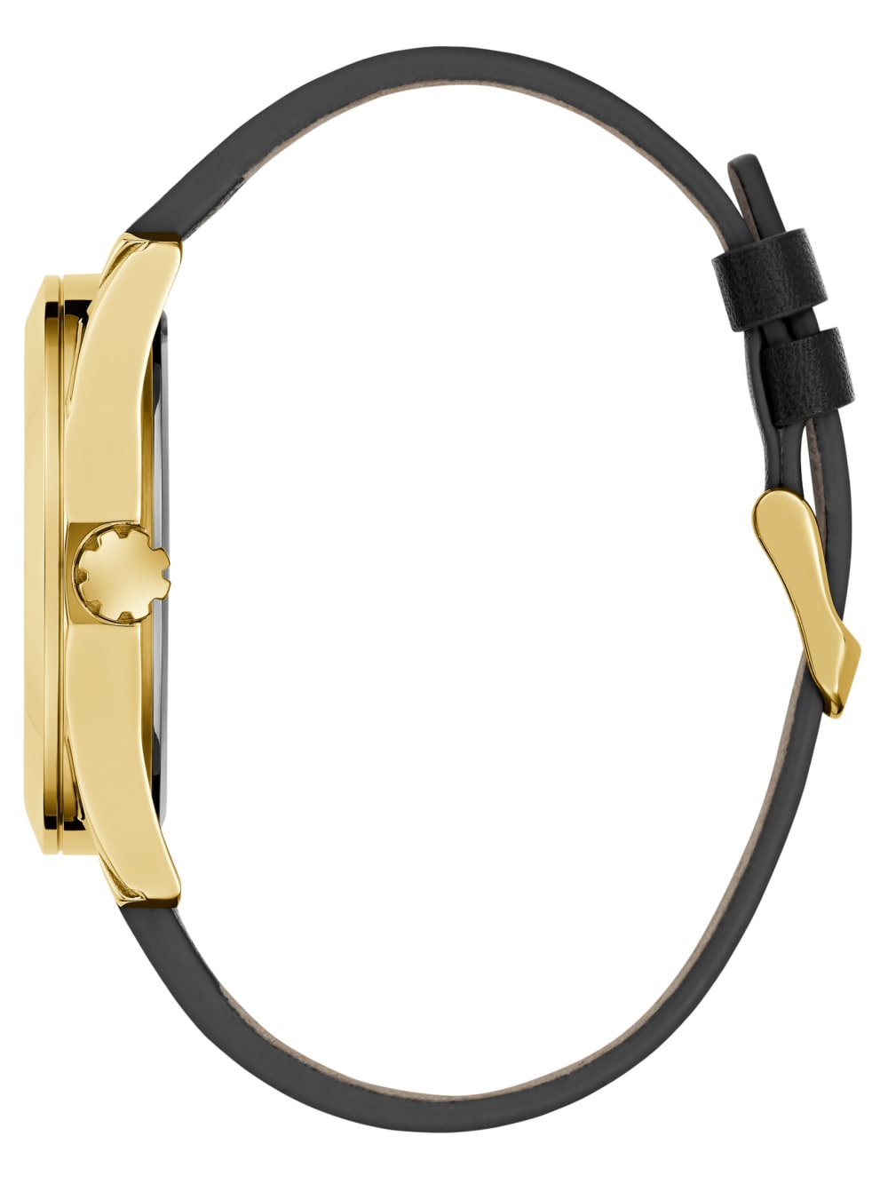 Black and Gold-Tone Multifunction Leather Watch - Guess