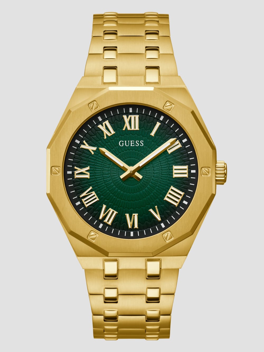 Gold-Tone and Green Sunburst Analog Watch - Guess