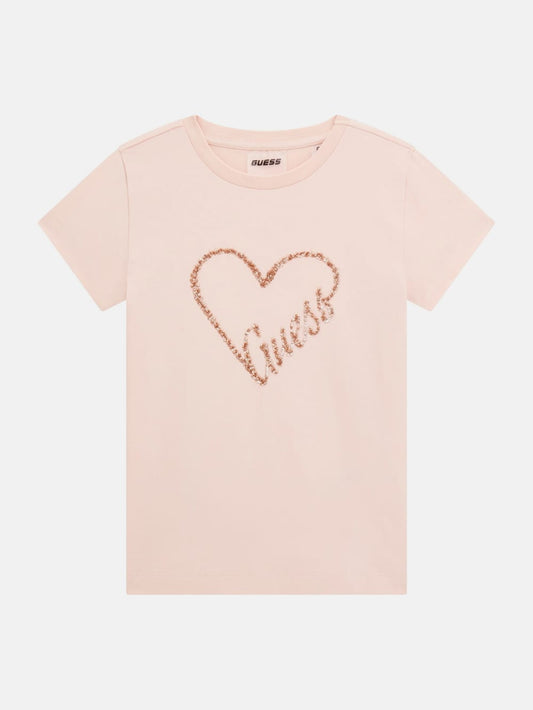 Eco MiniMe Sequin Heart Tee (4-16) - Guess