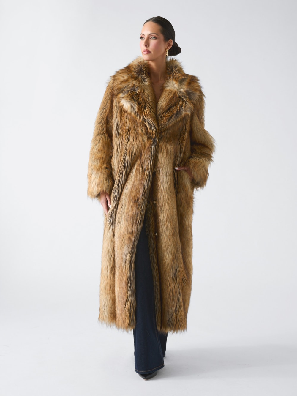 Stephanie Long Faux-Fur Coat - Guess