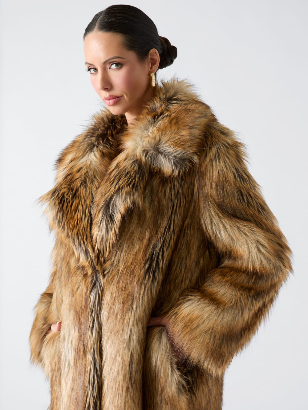 Stephanie Long Faux-Fur Coat - Guess