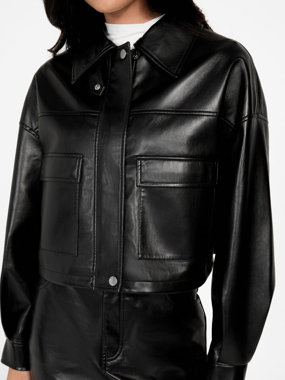Flaminia Cropped Faux-Leather Jacket - Guess