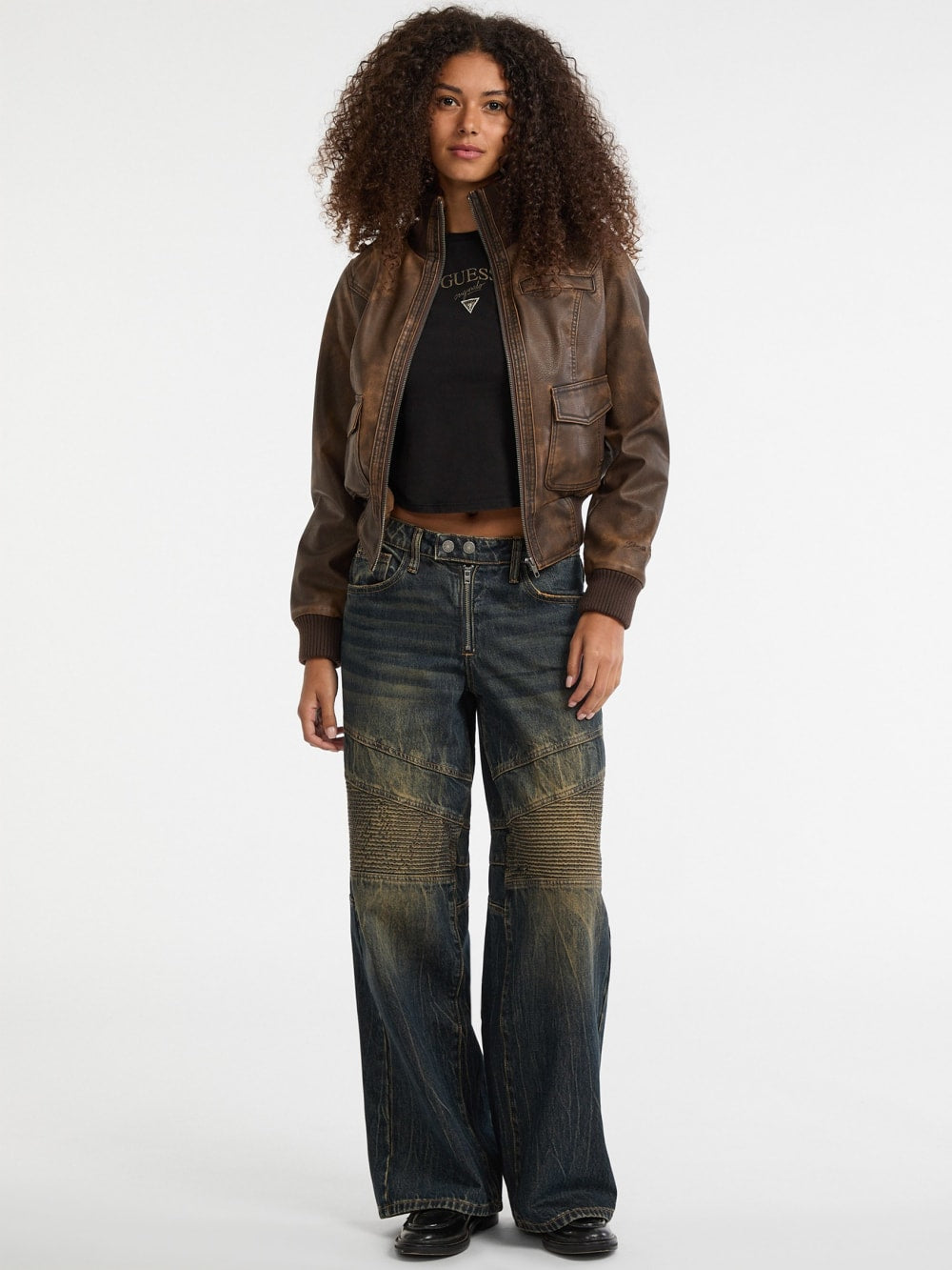 GUESS Originals Faux-Leather Aviator Jacket - Guess