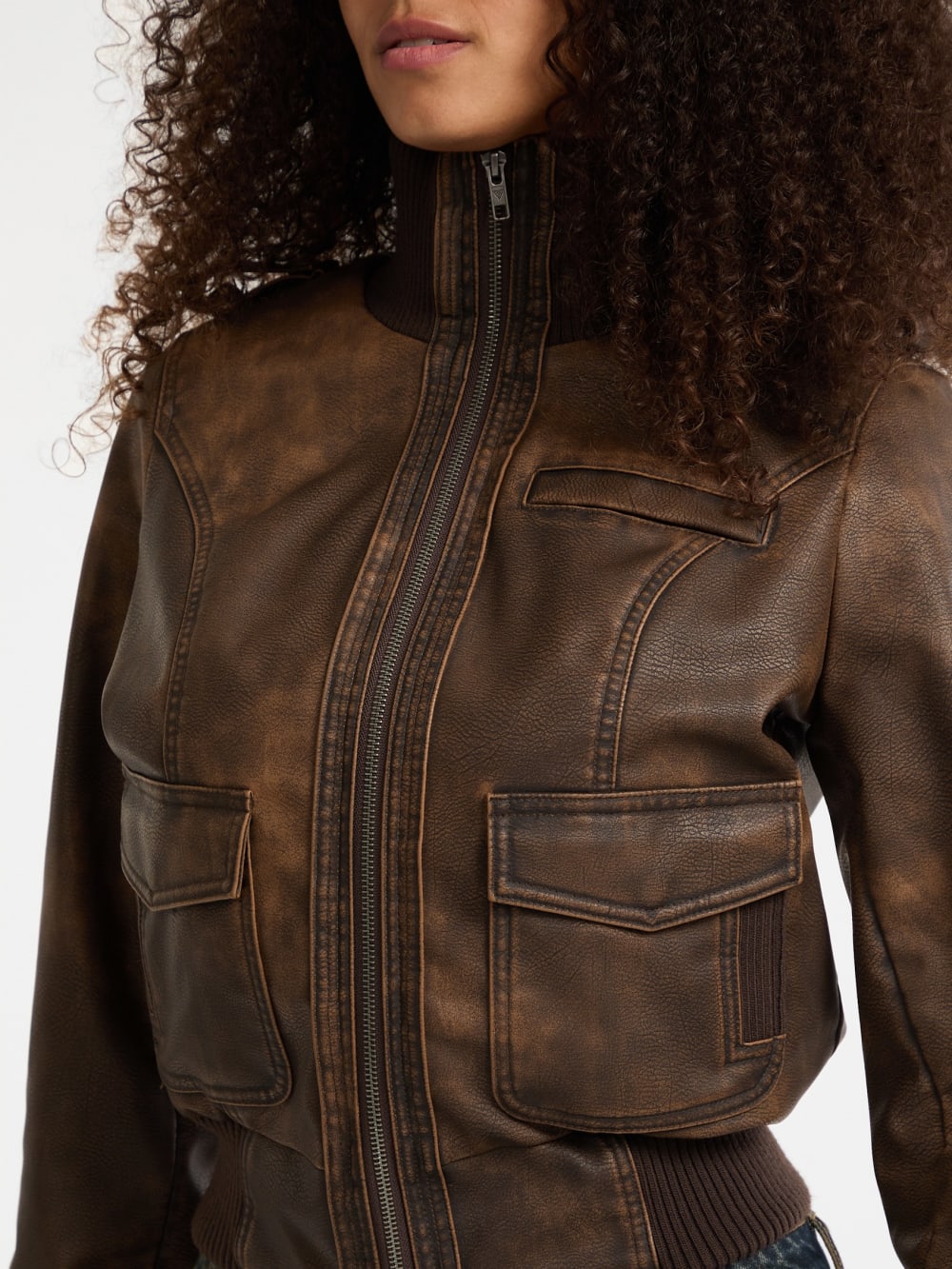 GUESS Originals Faux-Leather Aviator Jacket - Guess
