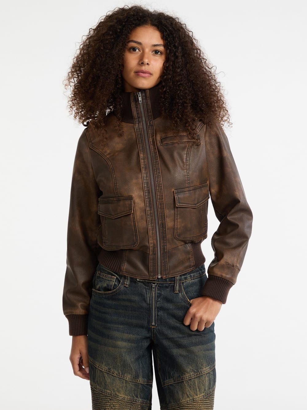 GUESS Originals Faux-Leather Aviator Jacket - Guess