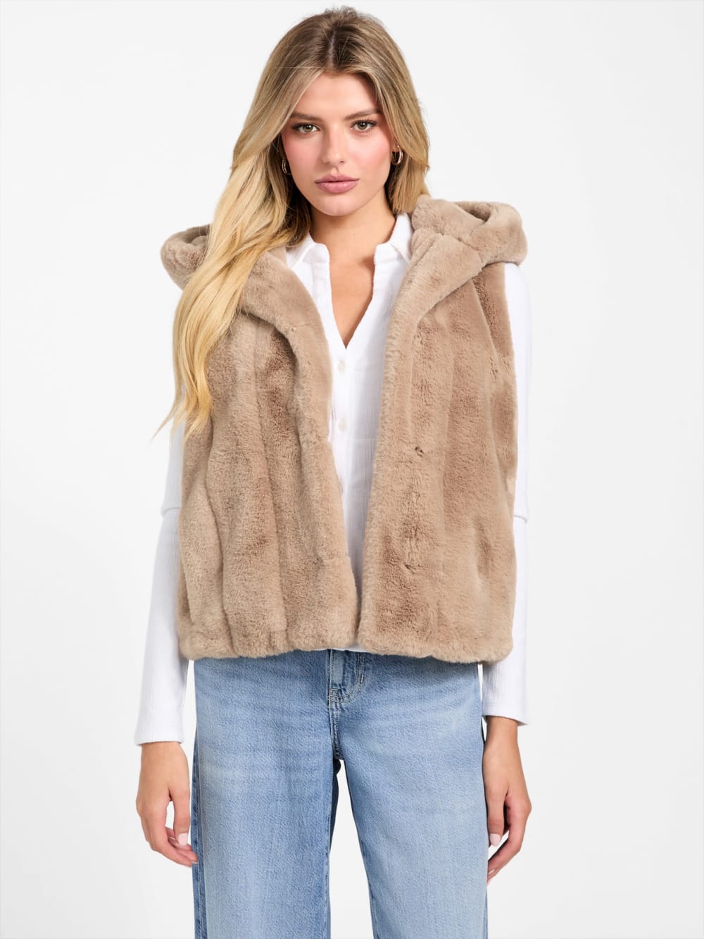 Sophy Hooded Faux-Fur Vest - Guess