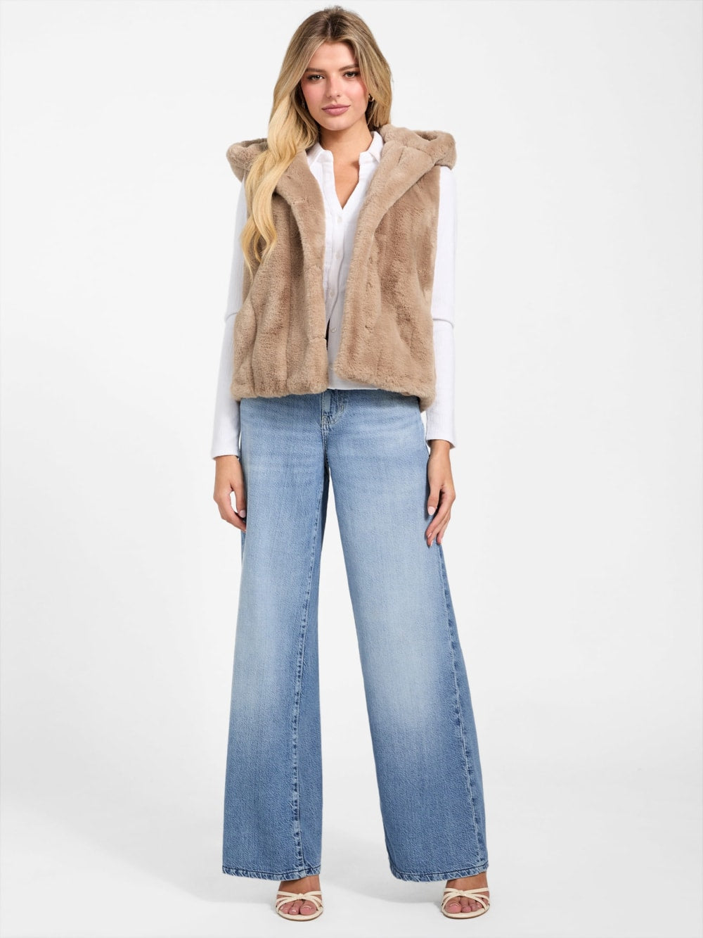 Sophy Hooded Faux-Fur Vest - Guess