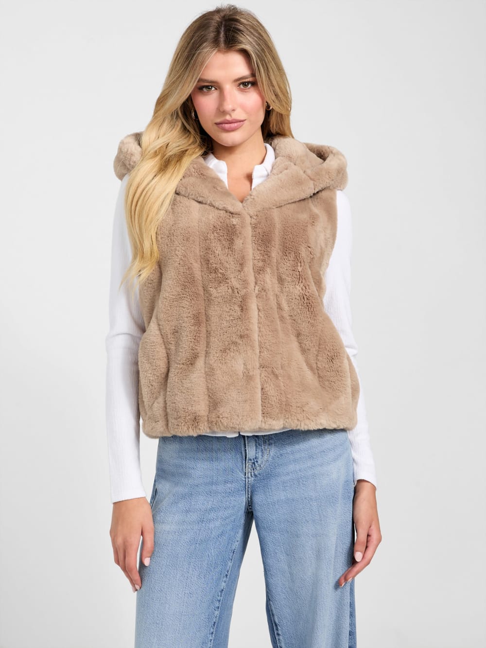 Sophy Hooded Faux-Fur Vest - Guess