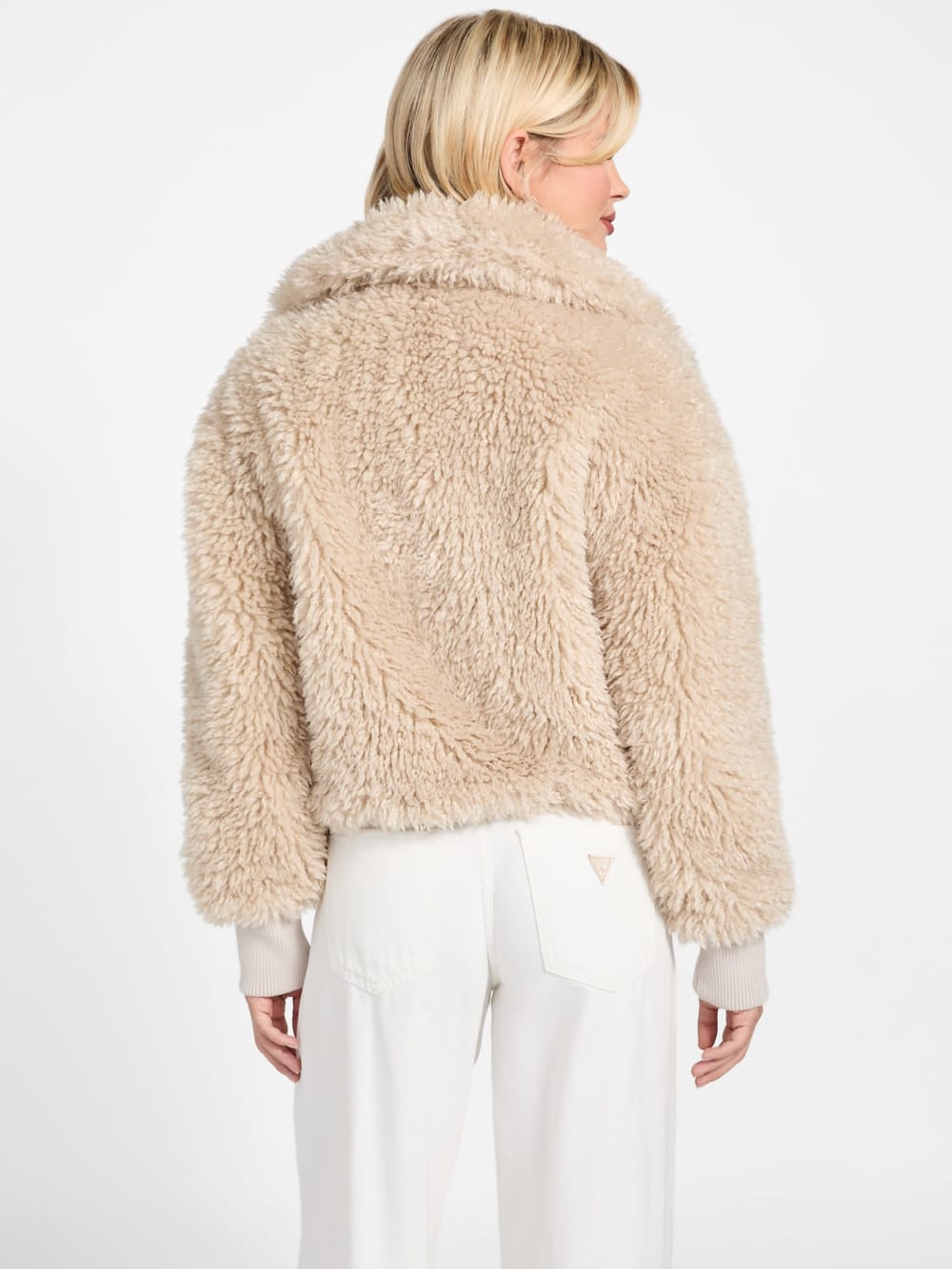 Flavie Teddy Faux-Fur Cropped Jacket - Guess