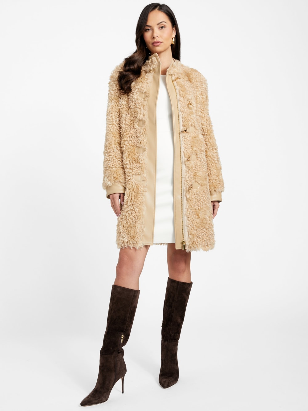 Rachel Faux-Fur Midi Coat - Guess