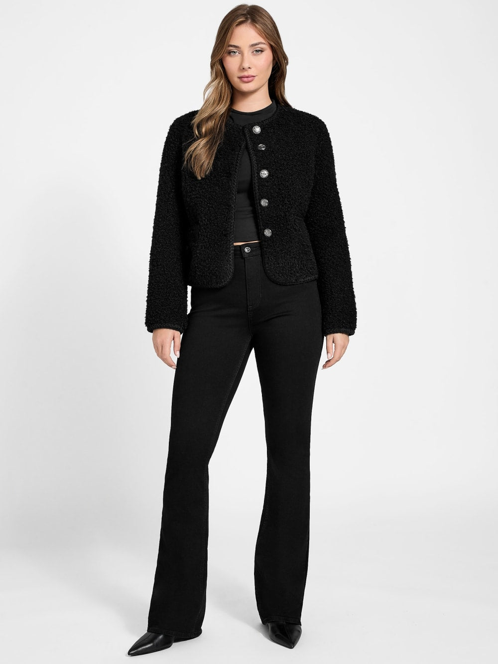 Ivana Faux-Fur Buttoned Jacket - Guess