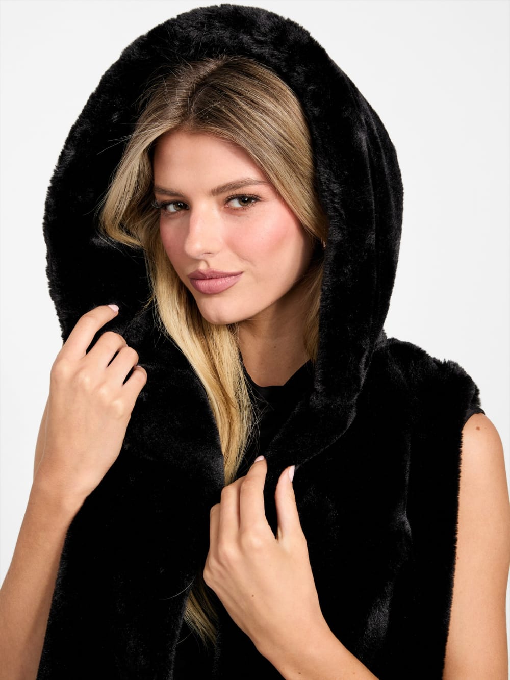 Sophy Hooded Faux-Fur Vest - Guess