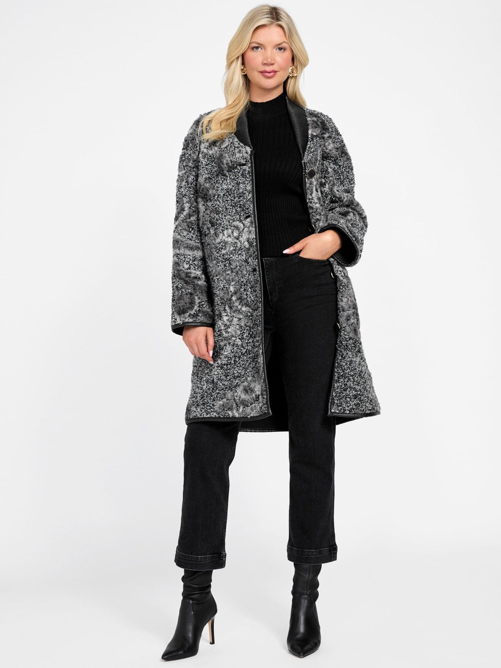 Marciano jacquard wool-blend coat - Guess